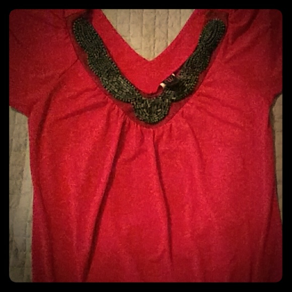 Womens red with black trim blouse - Picture 1 of 5